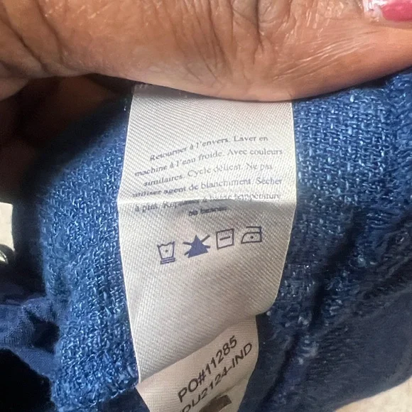 Faherty women’s linen Isha Basketweave Sleeveless Indigo Button-Front Dress Sz M - Picture 7 of 9